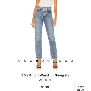 Agolde 90s Pinch Waist High Rise Straight Navigate Sz 25